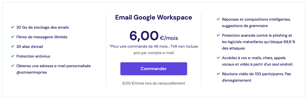 Tarif Google Workspace Hostinger