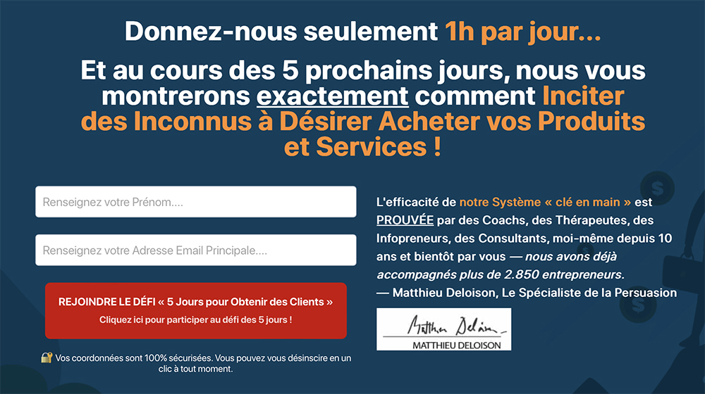 5 jours pour obtenir des clients de Matthieu Copywriting