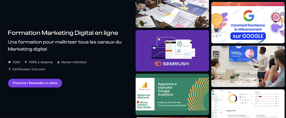 Formation marketing digital de Tuto