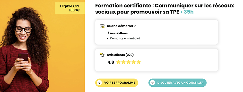 Formation certifiante Communiquer sur les réseaux sociaux pour promouvoir sa TPE de Créactifs