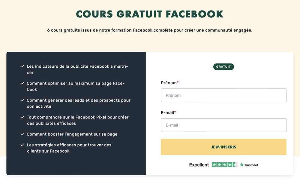 Cours gratuit Facebook de Livementor