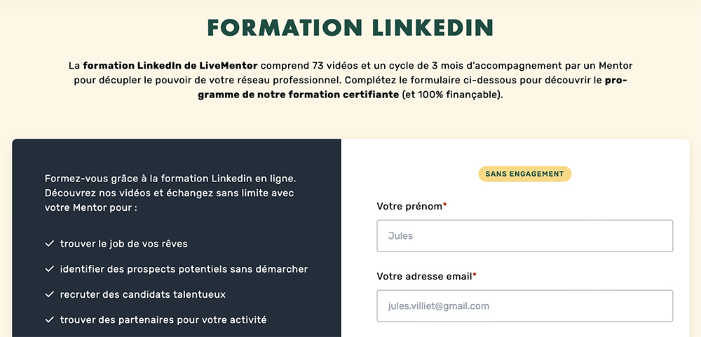 Formation LinkedIn Livementor