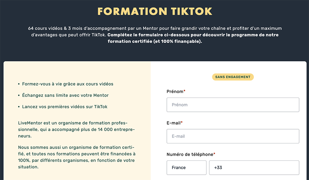 Formation TikTok Livementor