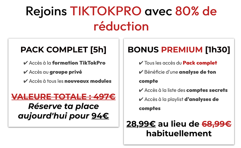 TikTok Pro de Corentin - prix