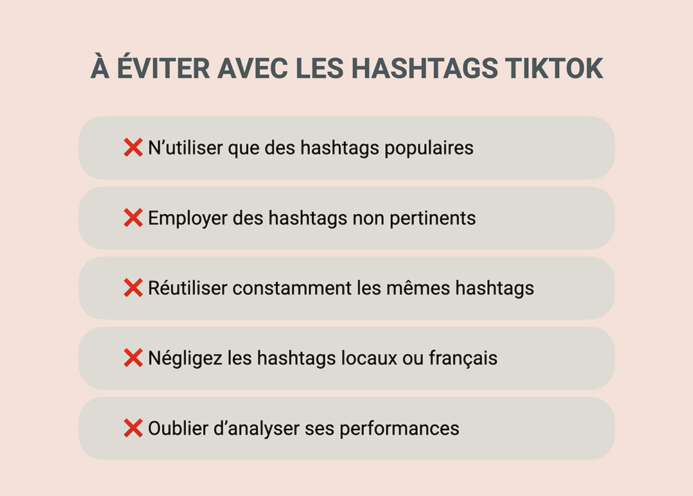 Erreurs hashtags TikTok