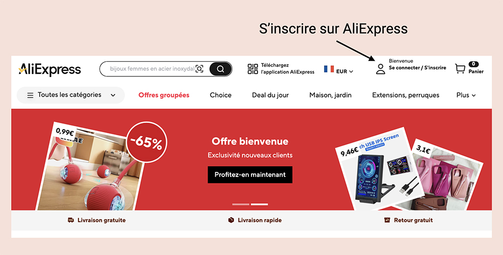 S'inscrire sur AliExpress pour faire du dropshipping